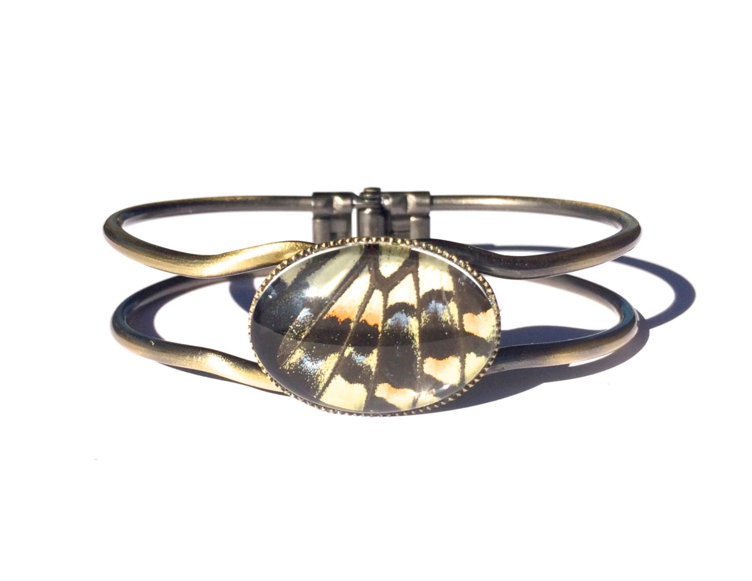Nature bracelet Real Butterfly wing bracelet bracelet science bracelet glass Cuff Gold Bangle swallowtail Asian bracelet