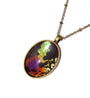Sunset Moth Wing Pendant Real Insect Jewelry Statement Necklace Rainbow Butterfly Fairy Wings Entomology Antique Gold Silver Crystal
