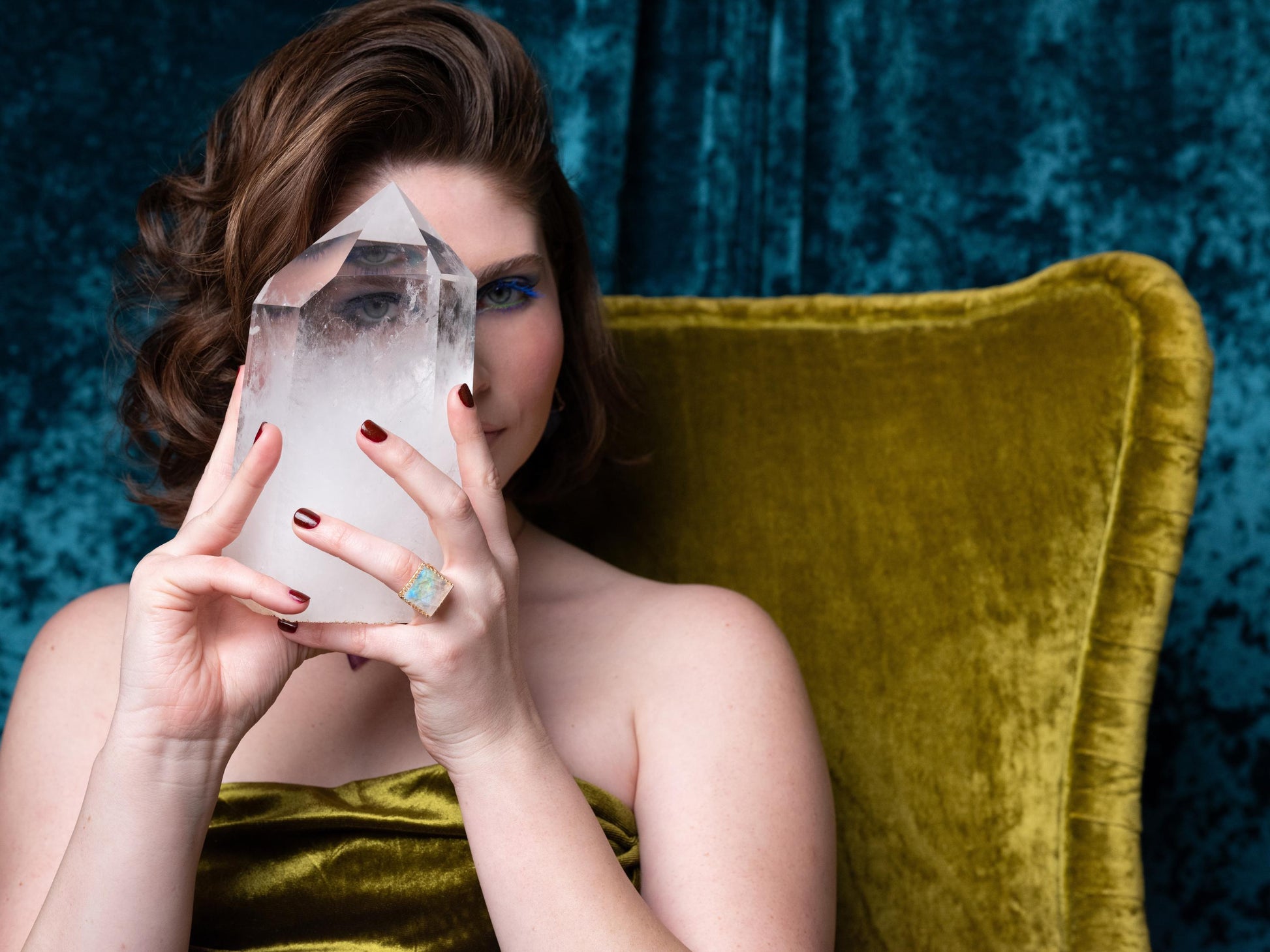 Large crystal ring Raw moonstone ring Big stone statement ring for women Blue labradorite ring Raw gemstone cocktail ring Sterling Silver