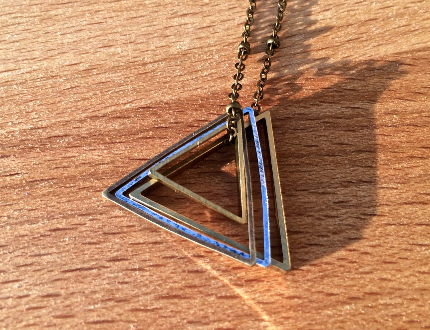 Gold Triangle Necklace Geometric necklace Sacred Geometry jewelry Long Triangle necklace Womens Mens Triangle necklace Illuminati Tri delta