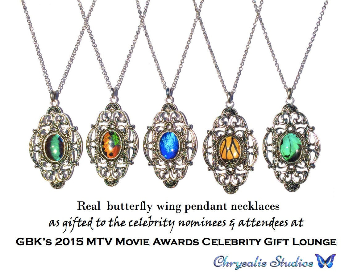 Real Butterfly Jewelry Royal blue necklace Victorian necklace Large silver pendant Victorian pendantCornflower blue Royal blue jewelry