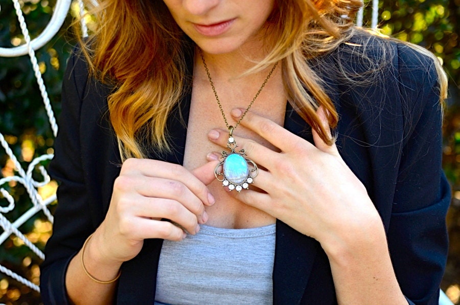 REAL Butterfly Wing Necklace Unique Gifts for sisters Boho wedding jewelry Opalite crystal necklace Vampire Diaries