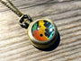 Real Sunset Moth Mechanical Pocket watch Necklace working Steampunk Pocketwatch moth patch preserved butterfly pressed butterfly rainbow