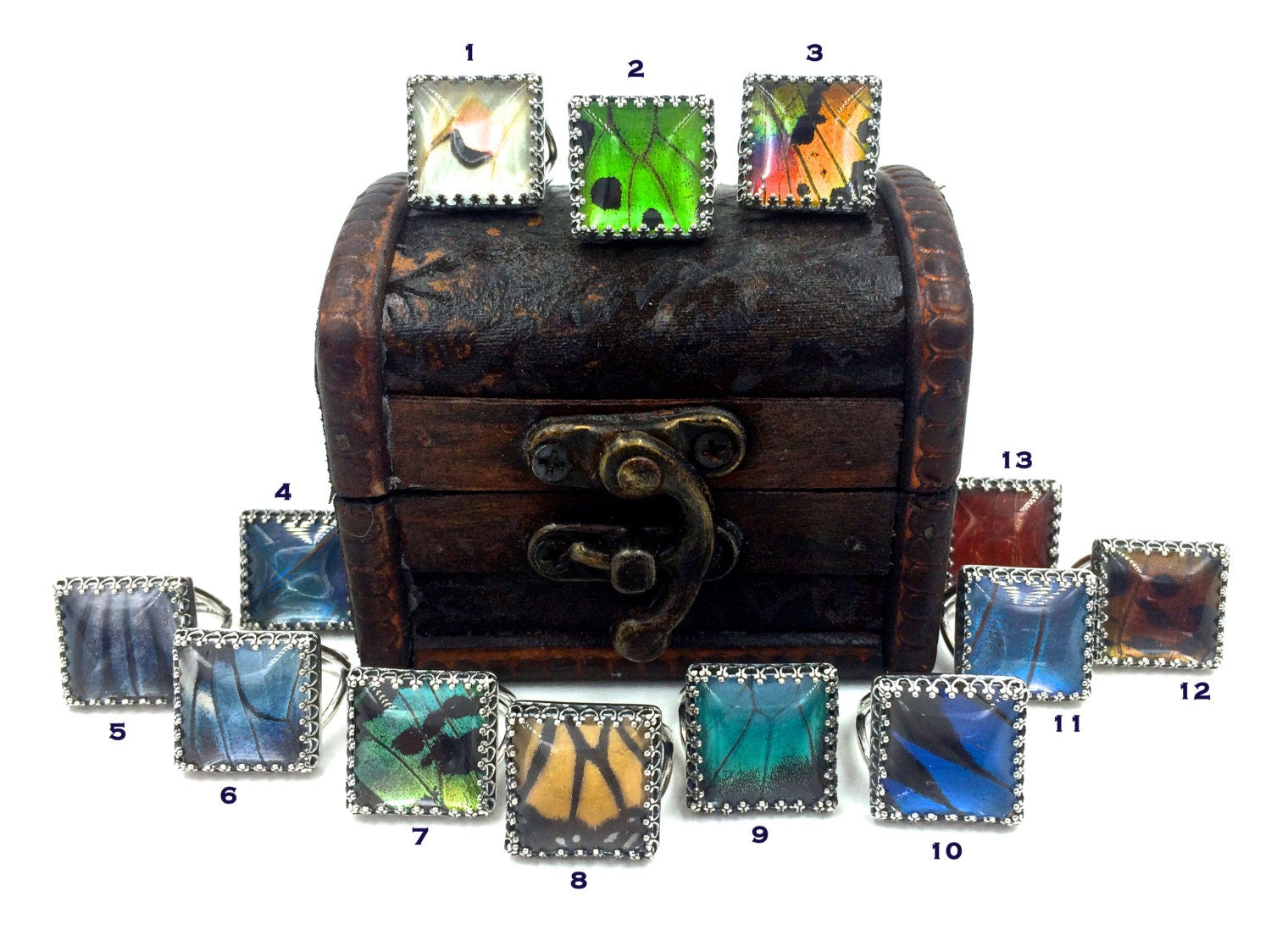 Real Butterfly wings rings Best friend rings for 2 3 4 Glass resin rings for women Mood ring Cool rings Real butterfly ring sterling silver