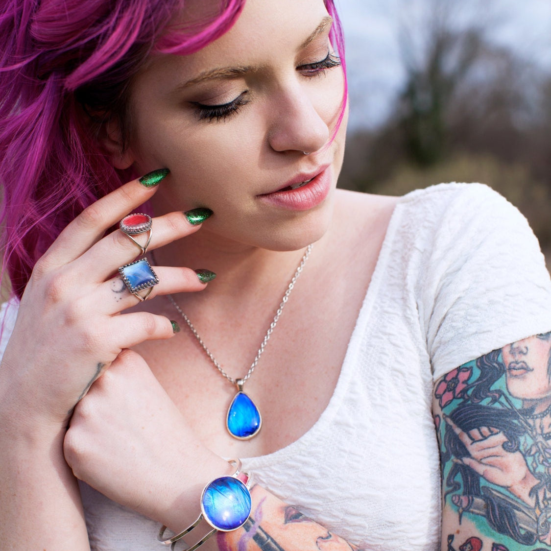 Real Blue Morpho Butterfly wing bracelet Silver butterfly bracelet Blue morpho Jewelry Butterfly cuff bracelet Bug bracelet Insect bracelet