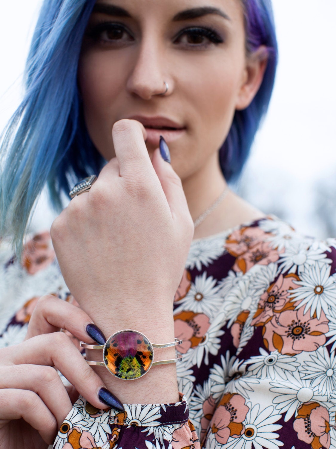 Colorful bracelet Real butterfly wing jewelry Rainbow bracelet Butterfly wing bracelet Shameless boho bangle Large cuff bracelet for women