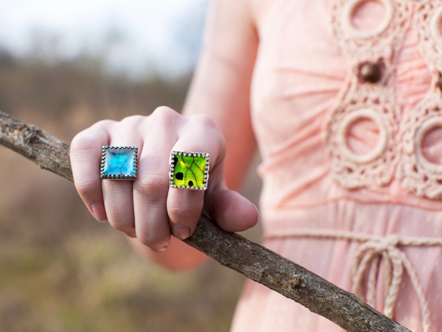 Real butterfly wing ring Sterling silver butterfly ring Witchy ring Pressed flower ring Real insect ring bug ring Botanical ring