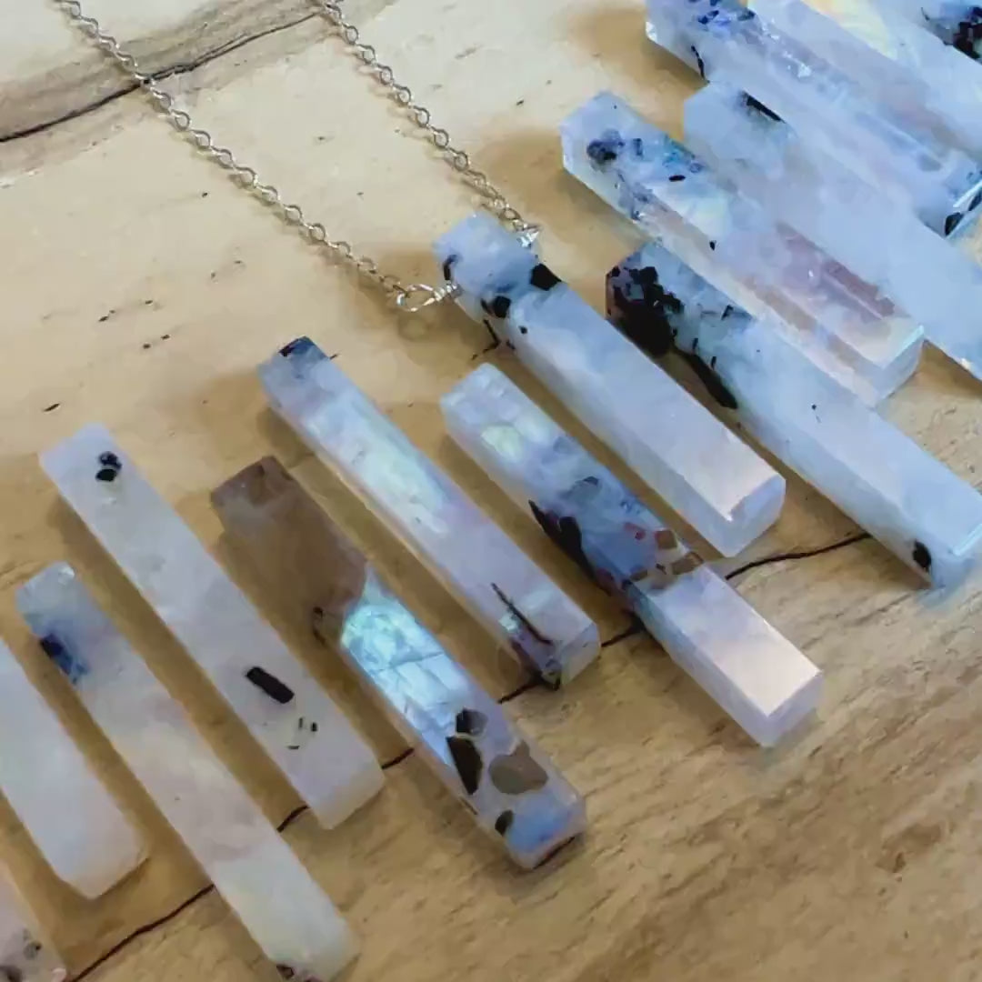 Black moonstone necklace for men women Tourmaline Crystal necklace men Couples necklaces Rainbow moonstone jewelry Gift for girlfriend