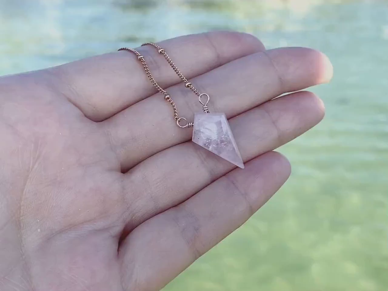 Raw rose quartz necklace for women Dainty rose quartz pendant Natural rose quartz jewelry Healing rose quartz crystal necklace for girls
