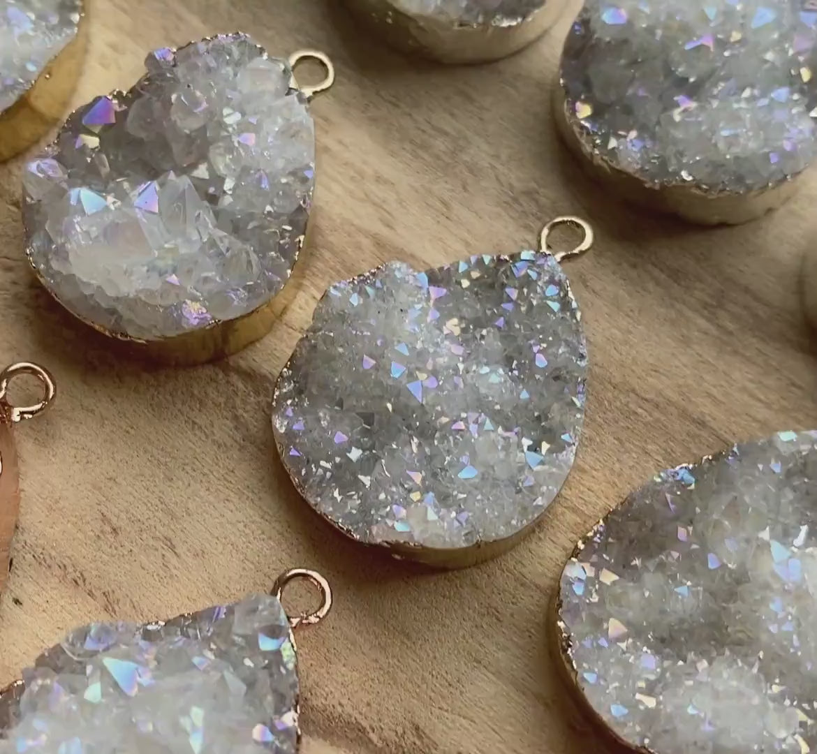 Angel aura quartz necklace Raw druzy necklace Angel Aura quartz cluster Rainbow quartz necklace Angel aura quartz jewelry Raw geode necklace