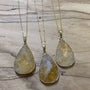 Raw citrine necklace for women Large citrine pendant necklace Real citrine jewelry Gold citrine pendulum Yellow crystal necklace