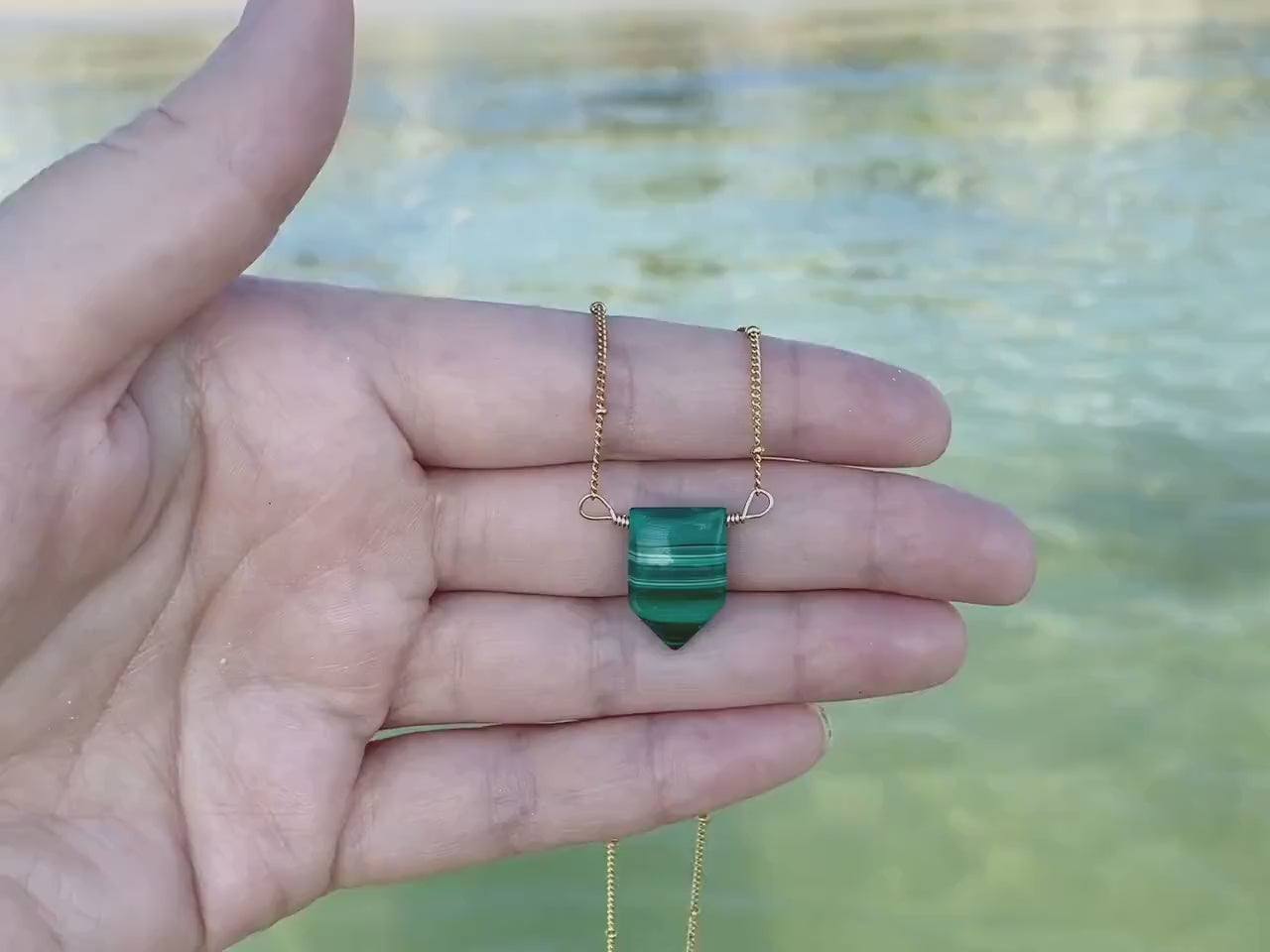 Raw Malachite necklace Real Malachite jewelry Polished malachite crystal necklace Green gemstone necklace Green Malachite pendant