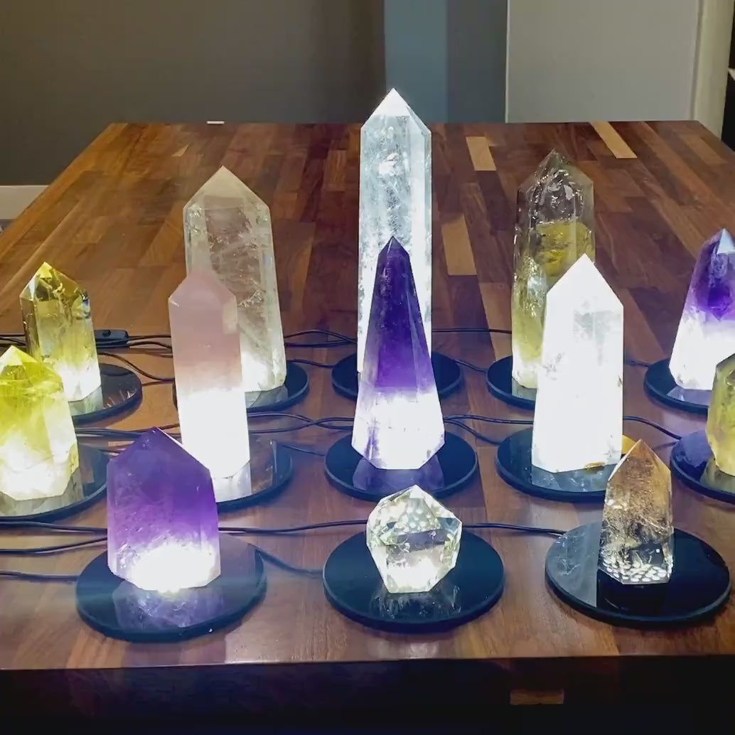 Large crystal towers Real crystal lamp Crystal light fixture Large gemstone tower Citrine lamp Quartz lamp Gemstone lamp Amethyst lamp