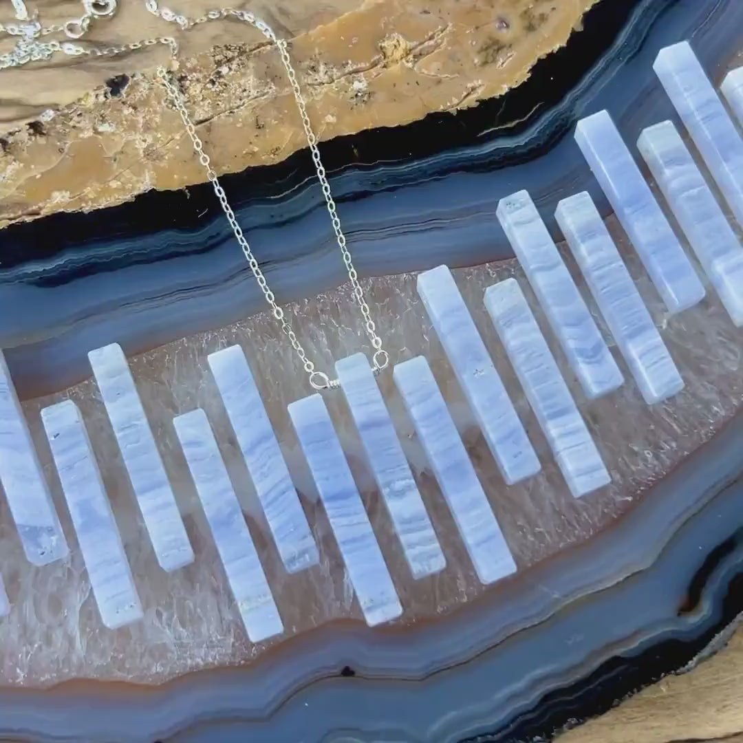 Blue lace agate necklace for men and women Blue agate necklace men Blue chalcedony necklace Healing crystal necklace men Couples necklaces