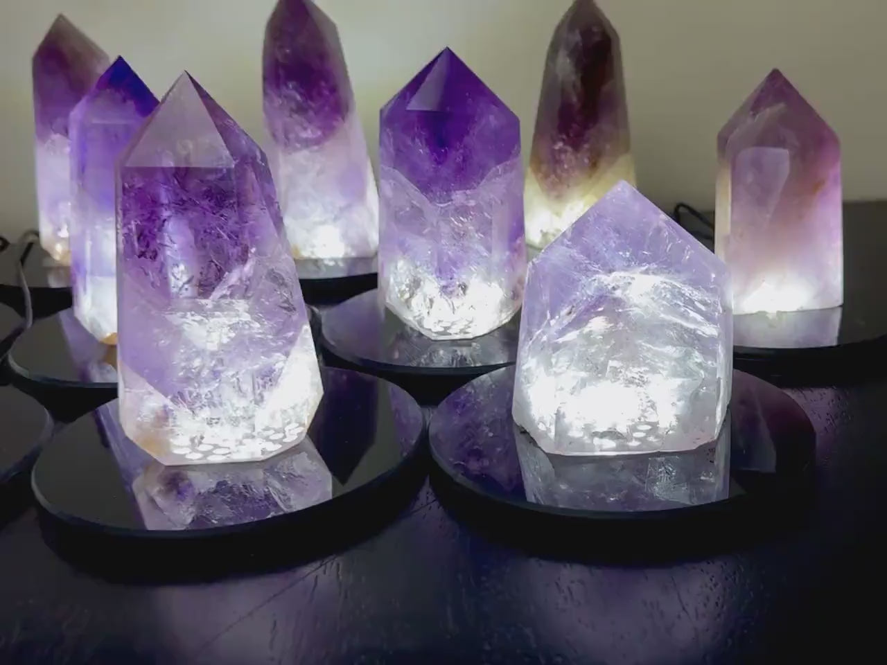 Large amethyst point Crystal lamp Large crystal towers Purple amethyst towers Raw amethyst lamp Gemstone lamp healing crystal light fixture